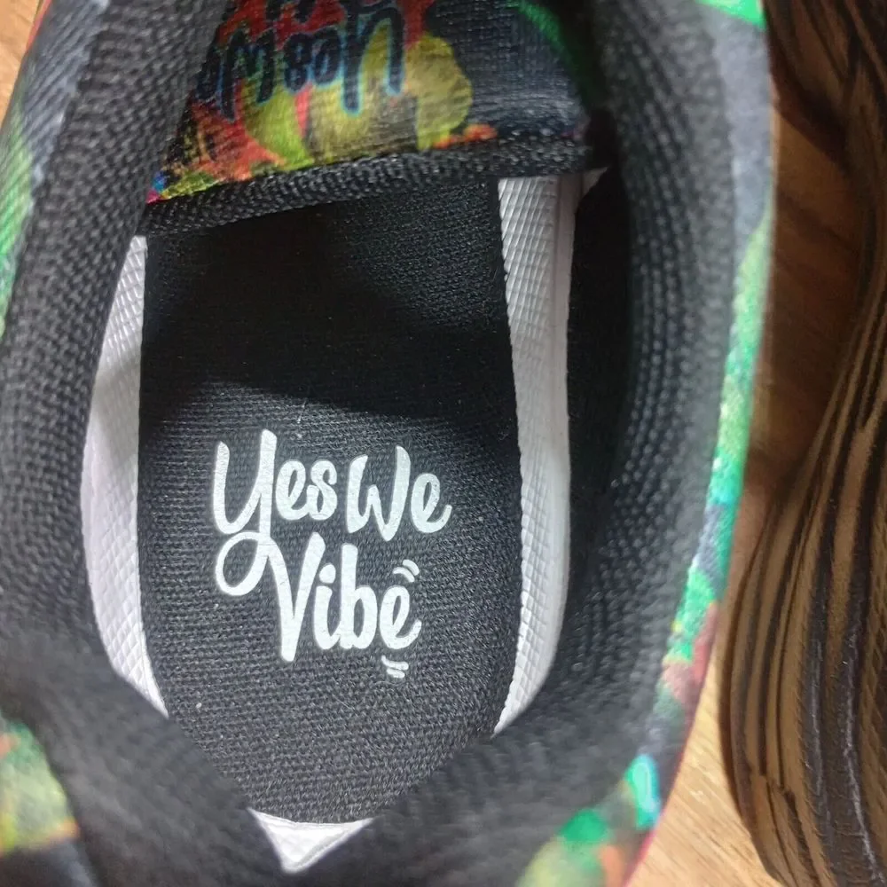 Yes We Vibe Sneakers‎ Shoes Womens Sz 7 M Floral Butteryfly Lace Up Colorful
